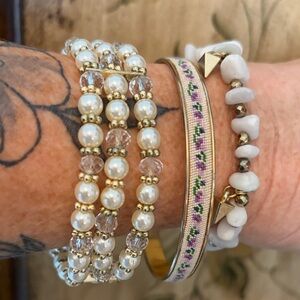 SALE Bracelet Bundle Blowout Elegant Pearl and Gold Bracelet Set 3